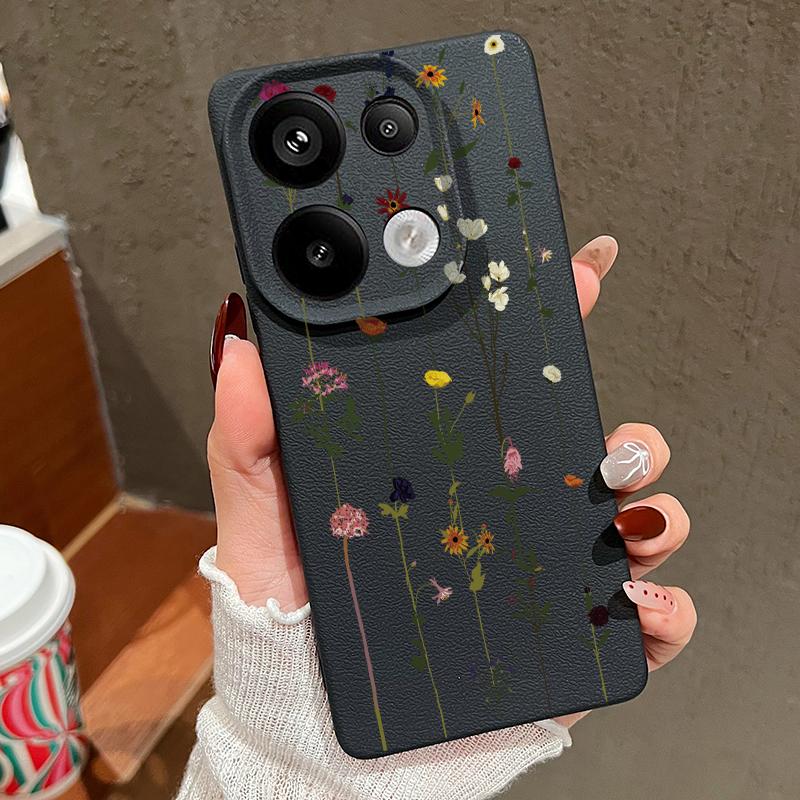 Тонкий матовый чехол для телефона с цветочным принтом для Xiaomi 13T Pro Poco X7 X6 Redmi Note 14 13 12 11 10 Pro TPU мягкая кожаная текстура противоударный бампер чехол