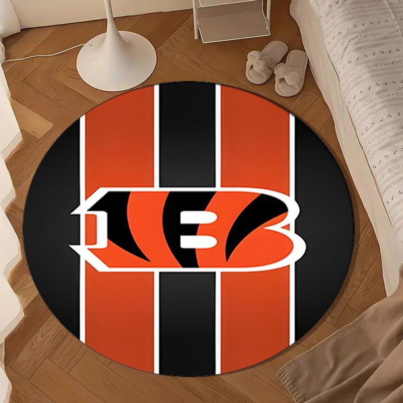 Bengals Team Logo Artwork Round mat, Anti-slip Circle Carpet Chair rug For livingroom,Bedroom, doormat home decor Gift Christmas Gifts