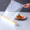 Plastic Wrap Dispenser with Slide Cutter Adjustable 2-In-1 Food Cling Wrap Film Roll Holder Cutting Tools Kitchen Gadgets