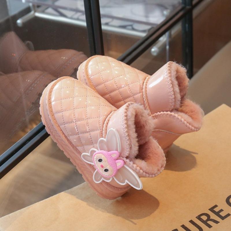 Теплые зимние ботинки для девочек с флисовой подкладкой, хлопковые ботинки с меховой подкладкой, детские нескользящие ботинки на мягкой подошве