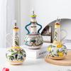 Керамическая бутылка-диспенсер для оливкового масла с ручкой, ручная роспись – 550 мл, в винтажном средиземноморском стиле
