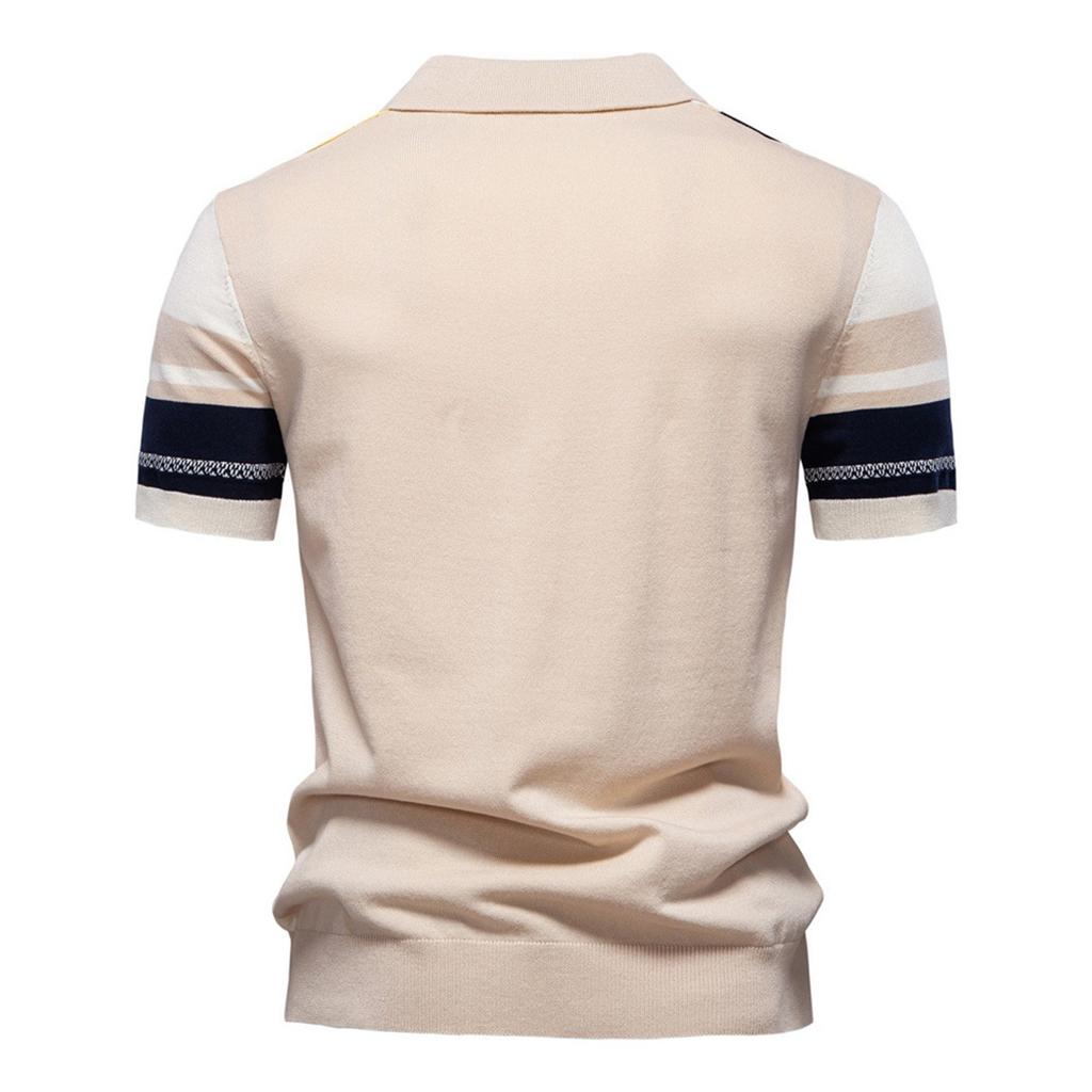 Men's Summer Striped Button Lapel Short Sleeve Top Men's Casual Fashion Shirt