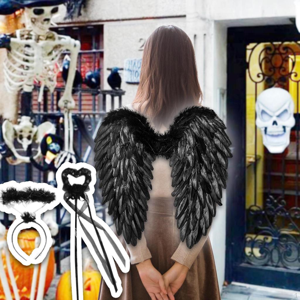 Костюм ангела с крыльями и нимбом и эластичными лямками