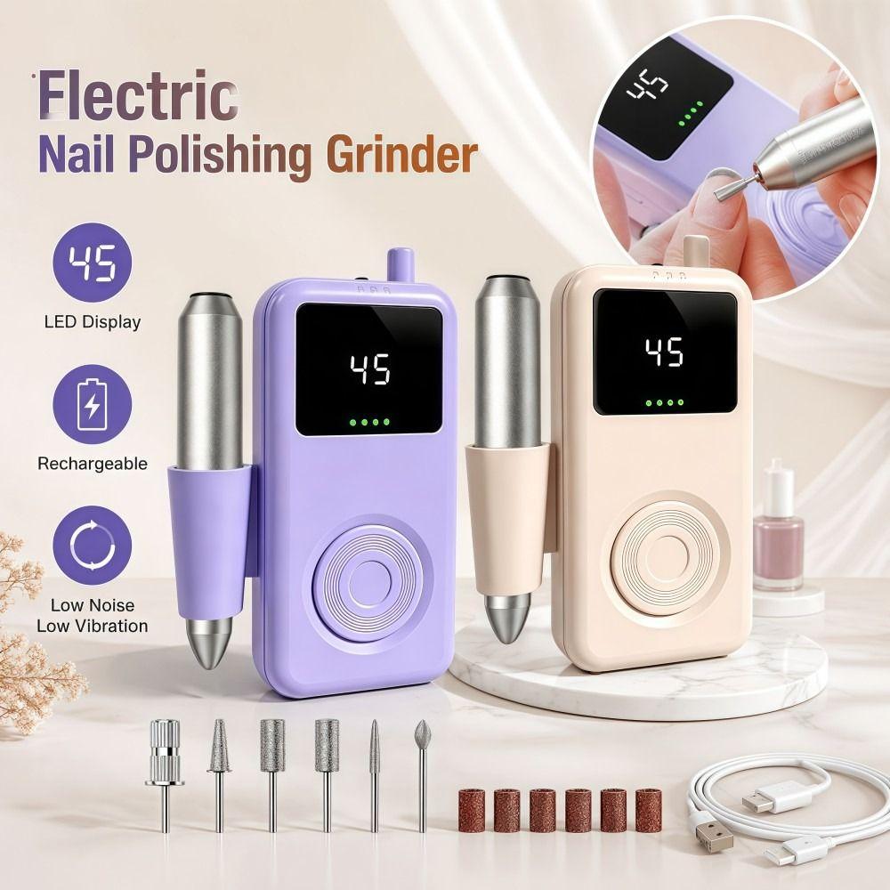 Rechargeable Electric Nail File 6 Grinding Heads Nail Grinder Nail Tools