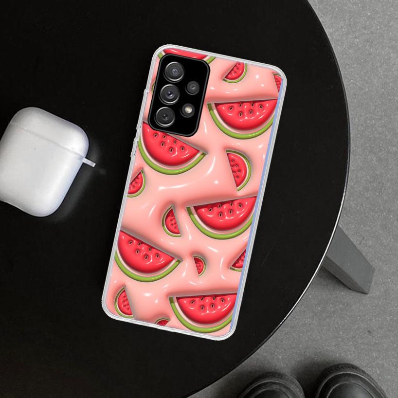 Летний Фруктовый Чехол-Бампер Арбуз для Samsung Galaxy A12 A22 A32 A52 A72 A02S A51 A50S A31 A20S A10S Note 20 Ultra 10 Plu