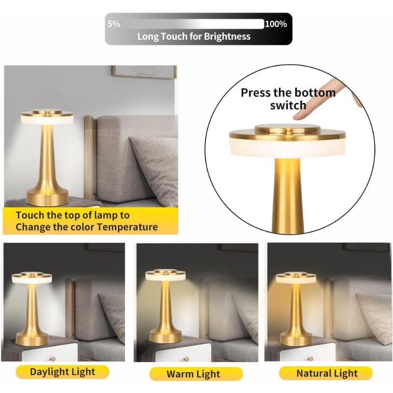 Portable LED Table Lamp with Touch Sensor, Rechargeable Battery Lasts Hours, For Kids' Bedrooms and Nightstand Table Lamps