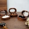 Retro Oval Wooden Jewelry Box Lover Ring Display Box Engagement Wedding Couples Ring Storage Holder Love Gift