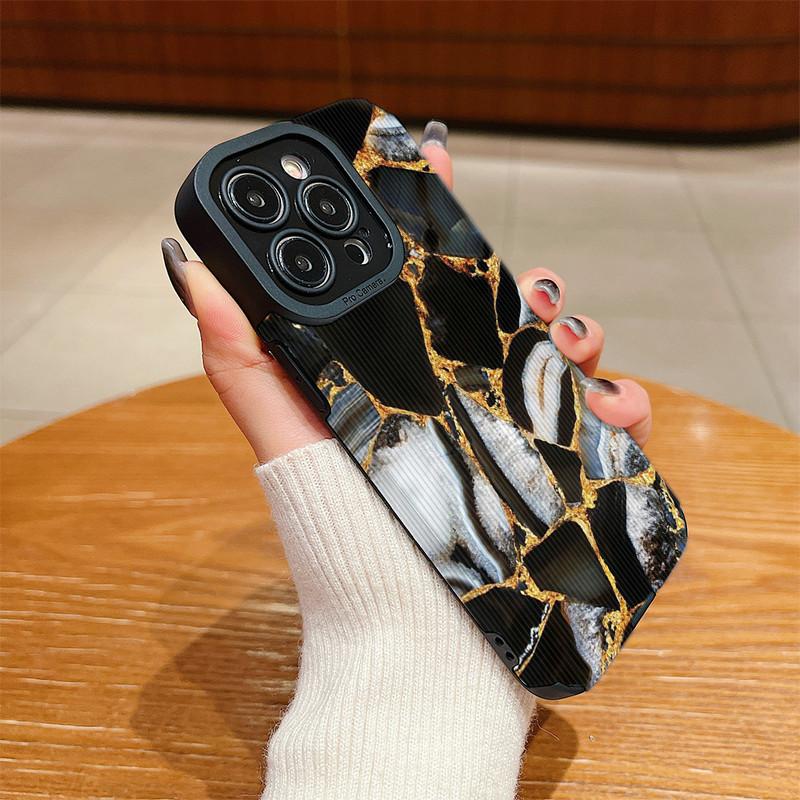 Мягкий силиконовый чехол-накладка на заднюю панель телефона из кожи с принтом под мрамор с вертикальной текстурой и полной защитой объектива камеры для Samsung