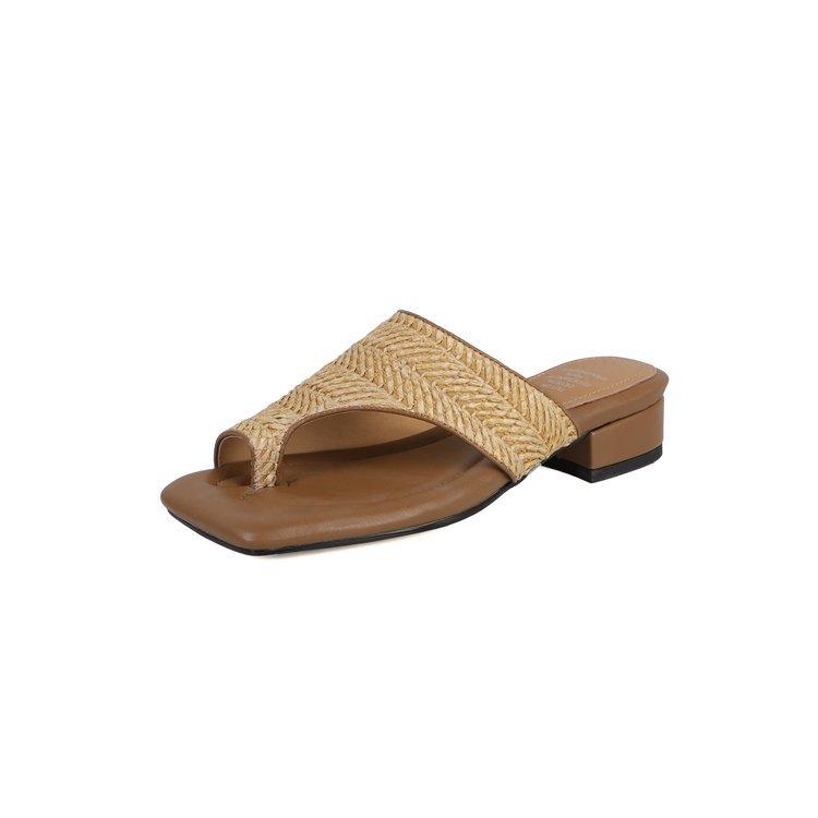 Версия из овчины~ Темпераментные шлепанцы с квадратным носком и плетеным соломенным верхом, женские летние повседневные шлепанцы для отпуска, удобные прохладные шлепанцы