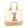 Sac jute (tote bag) - PLANETEE - Franck Pas Touche Père Noël - Multicolore - Jute naturel - Fabriqué en France