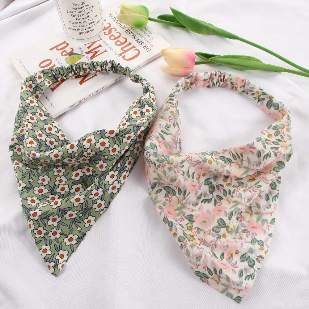 Headbands Sweet Elastic Floral Flower Hair Accessories Turban Hair Scarf Triangle Bandana Headwrap