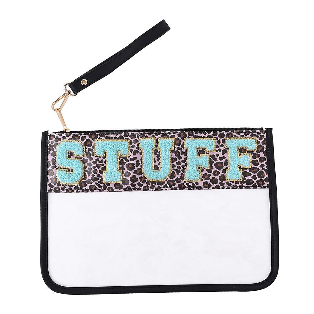 Clear Pvc Embroidered Alphabet Travel Toiletry Bag With Colorful Design
