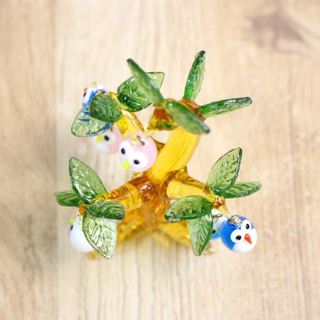 Четыре Тележки Милая Сова Ручной Работы Стеклянная Маленькая Сова Дерево