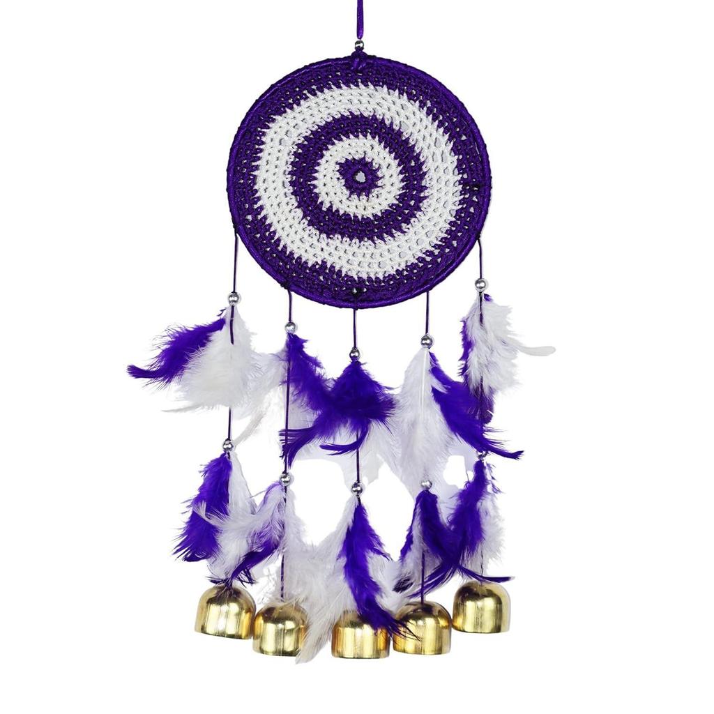 Metal, Bell, Feather, Bead, Thread Wind Chime Dream Catcher for Wall Decor, Bedroom, Balcony, Garden, Kids Room (30 Cm X 13 Cm) Small (Multi)