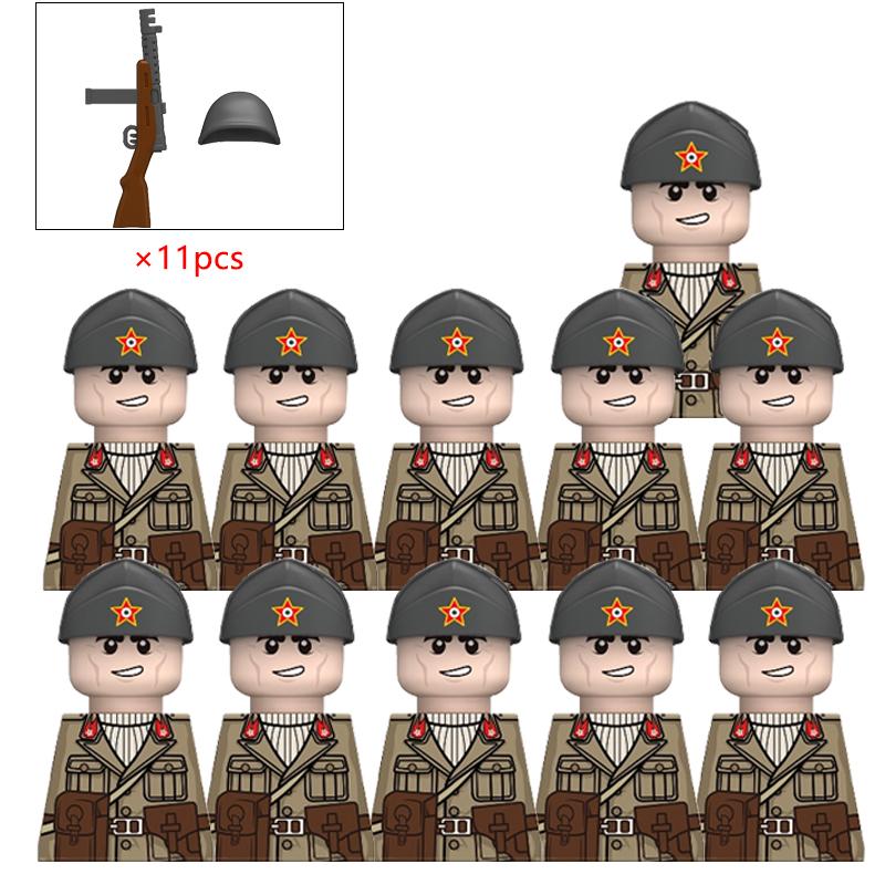 MOC Военный Итальянский Солдат Война Фигурки Армии Фигурки Строительные Блоки Шлем Оружие Аксессуары Дети для Игрушек Подарки