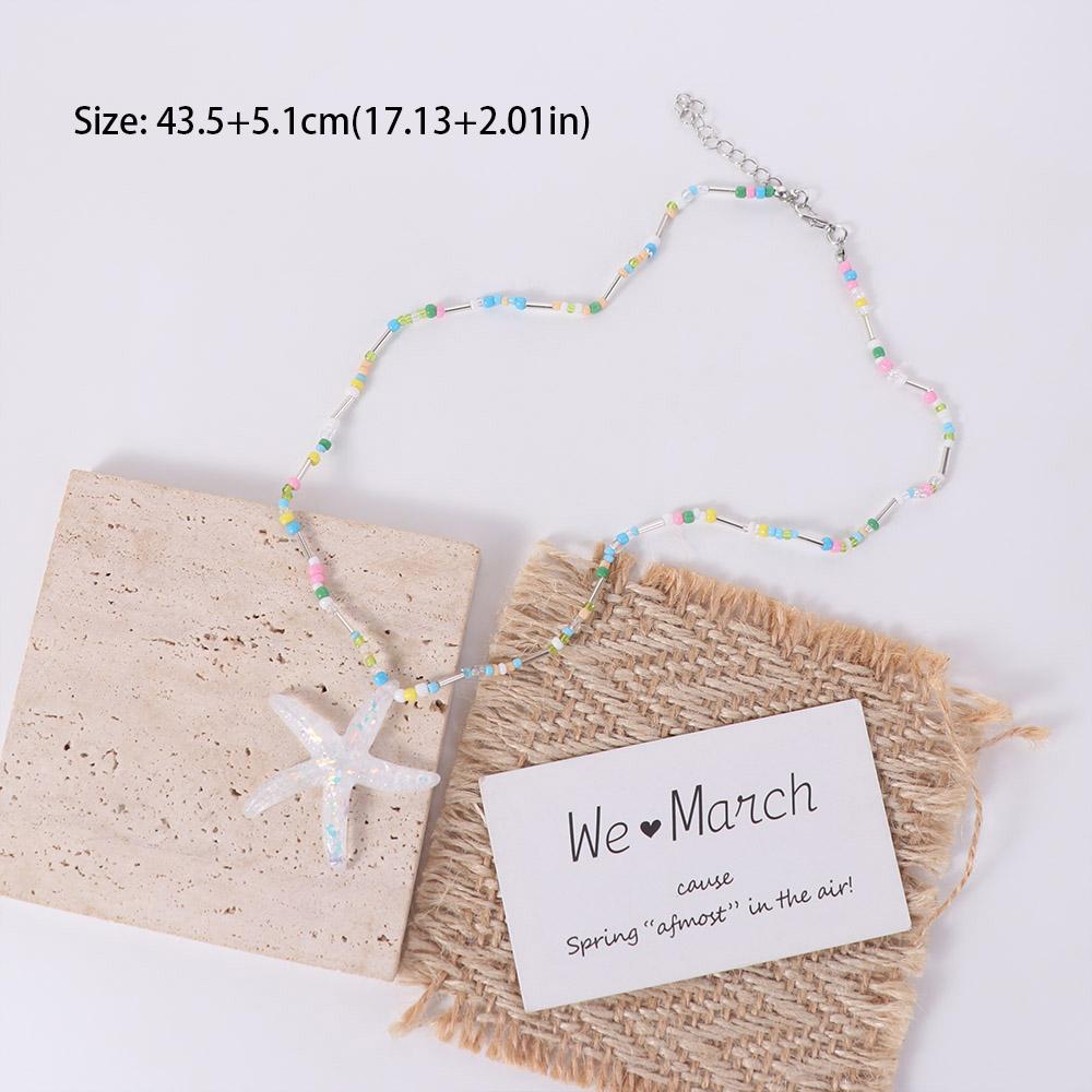 Handmade Beads Necklace Beach Woman Choker Ins Starfish Necklace  Jewelry