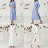 Luxurious Women's Kaftan Cotton Long Sleeve Plain Casual Oversized Maxi Shirt Dress