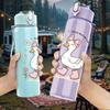 1PC White Goose Duck Simple Cartoon Print 750ml Color Plastic Sports Water Bottle Leakproof Flip Straw Lid Suitable for Sports Office Home Use