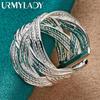 925 Silver Plated Woven Net Adjustable Ring For Women Wedding Charm Engagement Fashion Jewelry