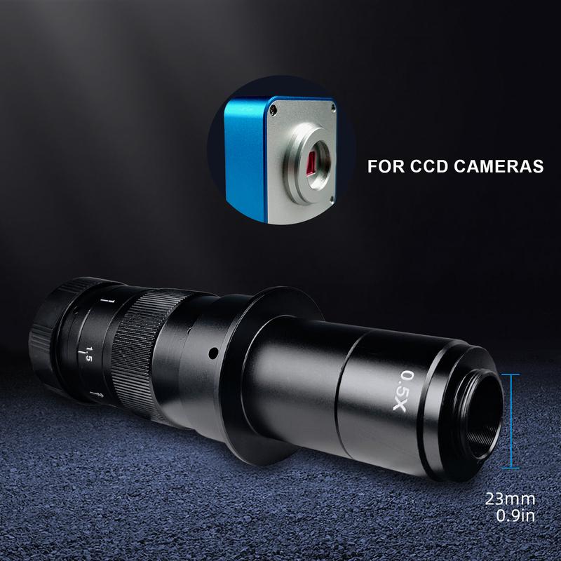 YIZHAN 130X 150X 180X Zoom C-Mount Lens Magnification Adjustable 25mm For Electron Video Microscope Accessories Monocular Camera