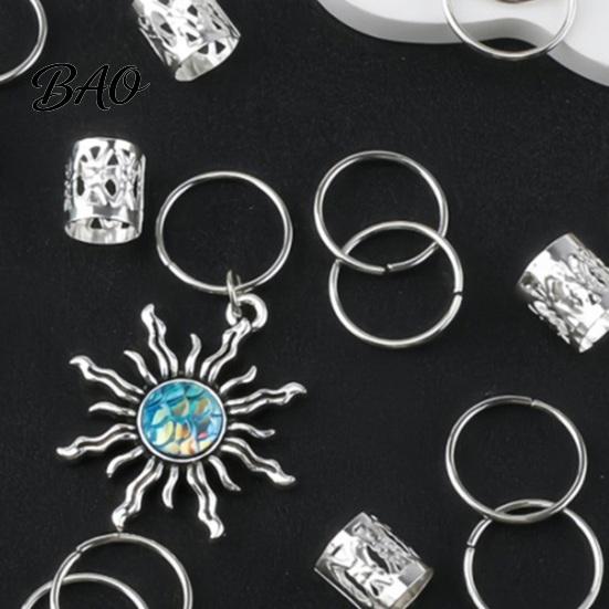 Marine Themed Hair Charms 45Pcs Dreadlock Accessories, Open Design Easy to Wear Braided Hollow Carved Beads Rings with Elements Starfish Shells