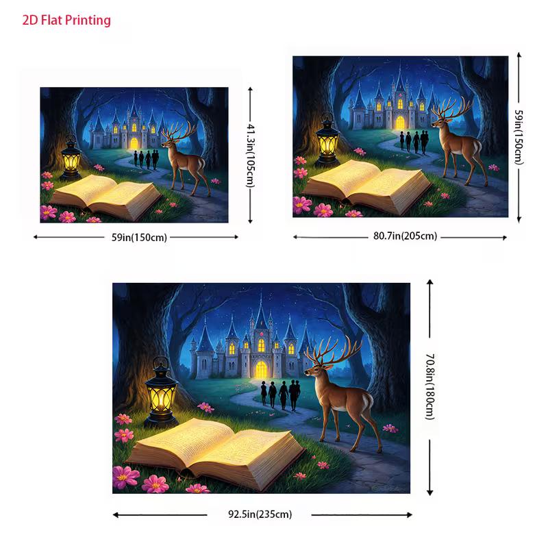 2D Фэнтези Декор Спальни Гобелен Заколдованный Ночной Замок Тематический Настенный Подвес