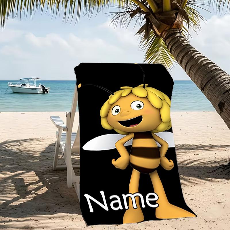 Customizable personalized beach towels Maya the Bee themed designs.Suitable for the beach, yoga, sports;ideal as beach accessories