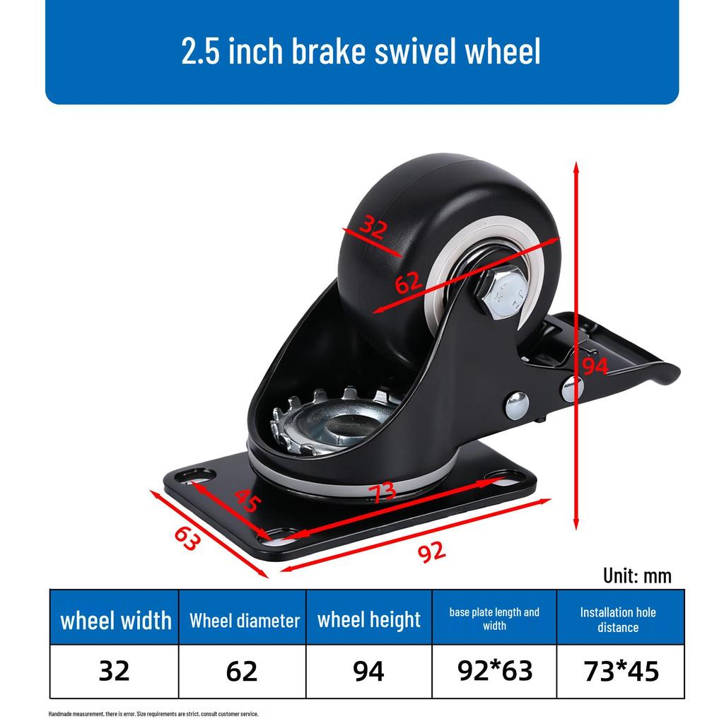 Gold Diamond Furniture Casters: 1.5-3 Inch Swivel Wheels with Threaded Stem, Brake, and Double Bearing Pulley.