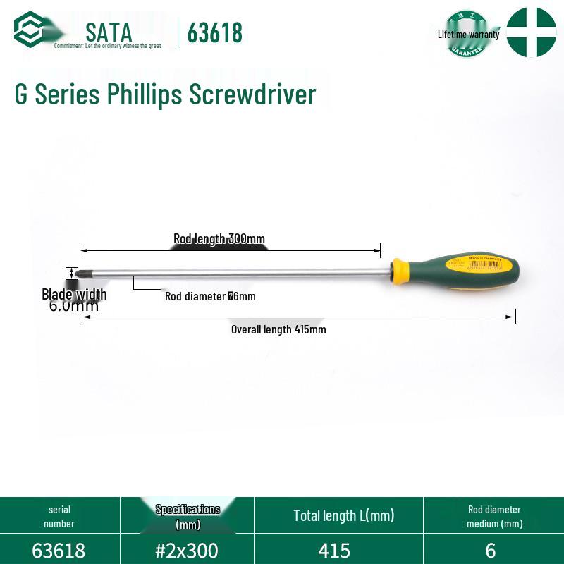 Набор отверток SATA G Series Phillips с сильным магнитом - Промышленный класс, Высокая твердость