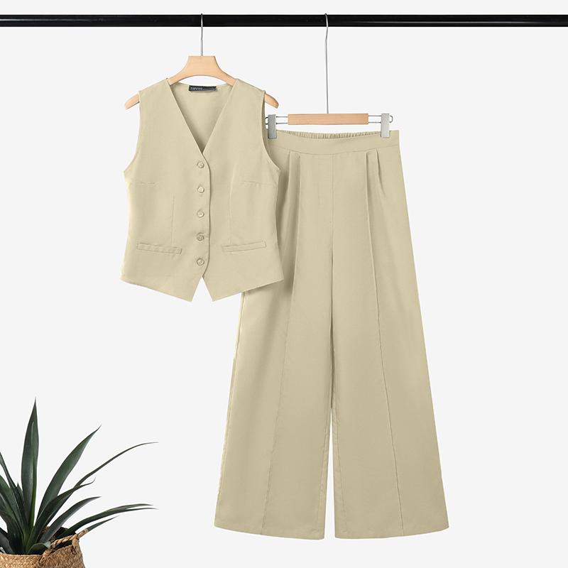 ZANZEA Женские безрукавки, топы и брюки, летние комплекты из двух частей