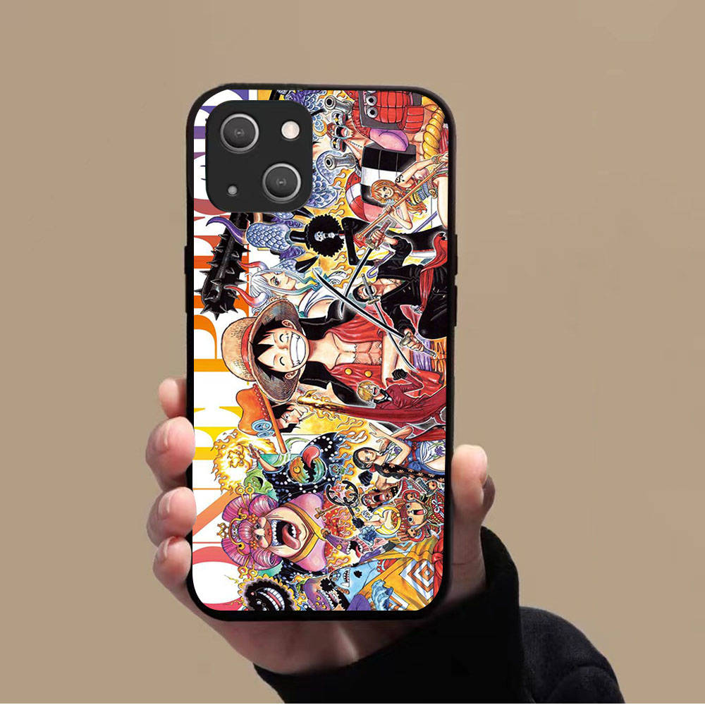 KK-41 One Piece Poster Soft Black Case for iPhone XR 14 15 11 12 13 6 7 8 X XS Pro Max Samsung S22 S23 S21 S24 FE Ultra S8 Plus