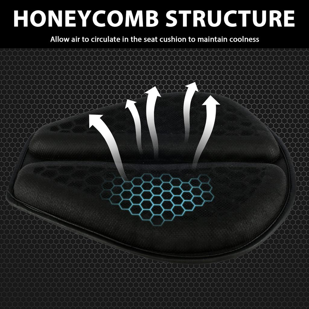 Anti-Slip Motorbike Gel Seat Pad 3D Honeycomb Shock-Absorbing Motorcycle Seat Cushion Breathable Motorcycle Seat Cover Accessory