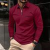 Men's Casual Polo Shirt with Zipper Pocket, Long Sleeved Sports Polo Shirt