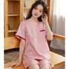 Summer new high-end casual cotton yarn short-sleeved short-sleeved women's pullover loungewear set 11