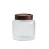 Vertical Stripe Borosilicate Glass Jar with Acacia Wood Lid - Large Capacity for Kitchen Storage or Pickles