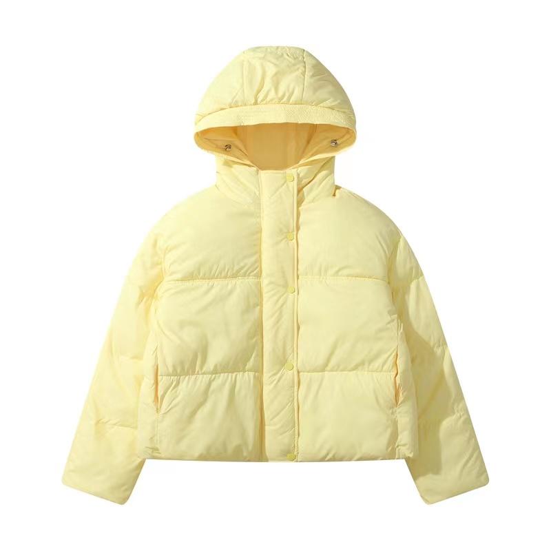 Qishki Moda Keng Ayollar Qisqa Palto Gul Kapushonli Issiq Qalinlashtirilgan Jaket