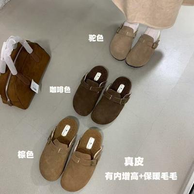 Бархатные ботинки на толстой подошве из кожи Boken, пушистые туфли, женская обувь, носить осенью и зимой, с сумкой на голове, полупушистые тапочки