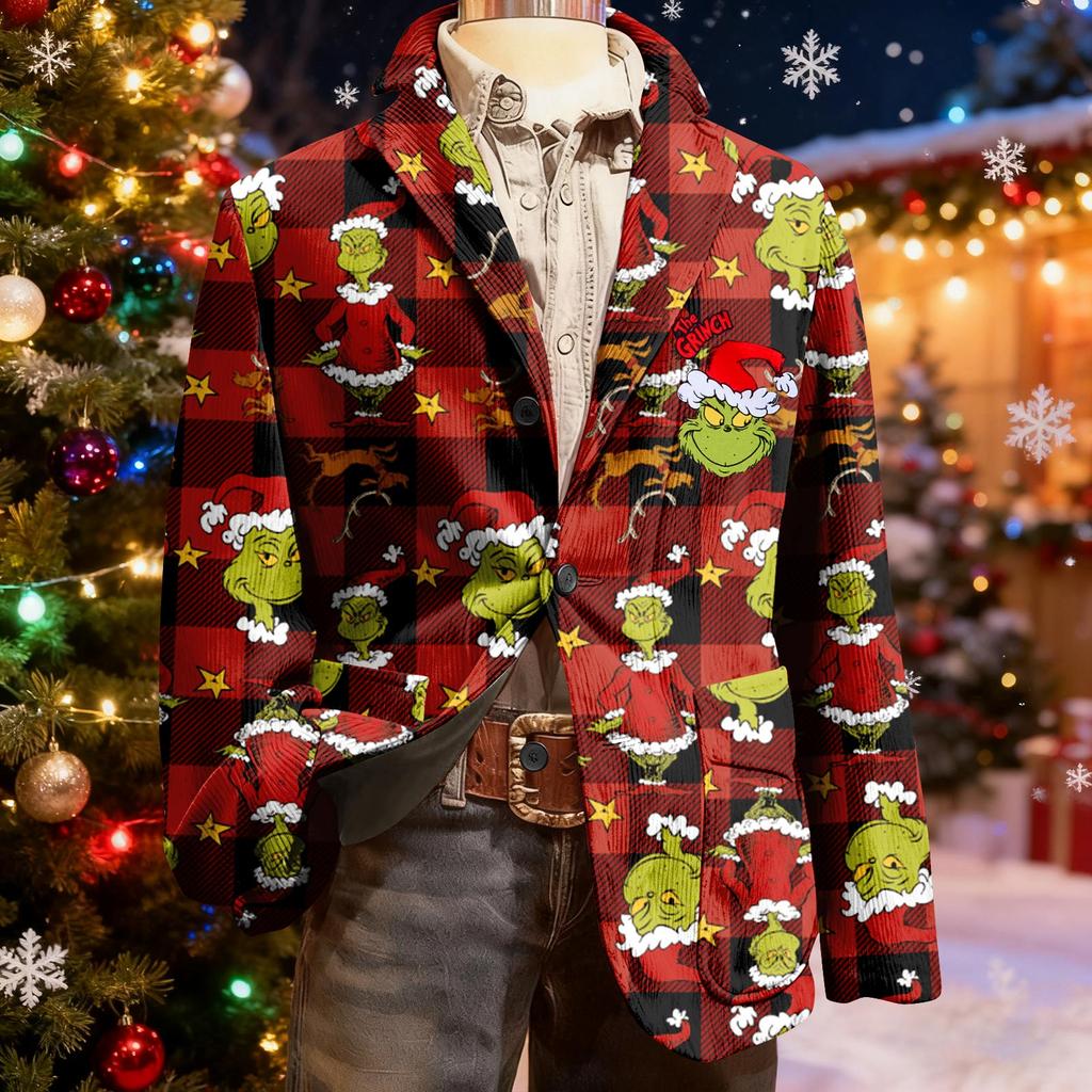 Мужской уродливый рождественский вельветовый теплый карманный пиджак-кардиган, мужской повседневный костюм
