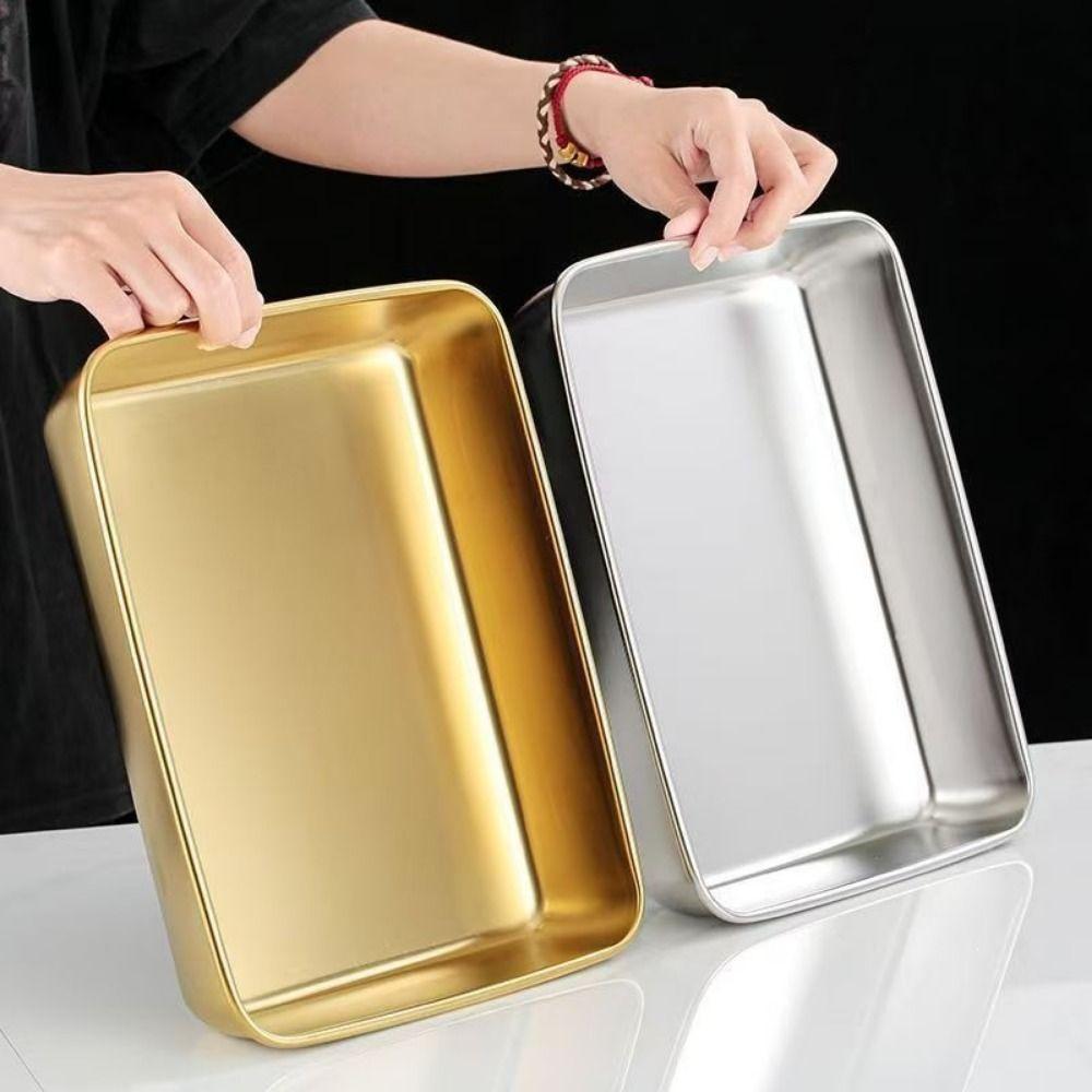 Stainless Steel Cake Tray Gold Silver Storage Tray Durable Multi-sizes Tray for Homes