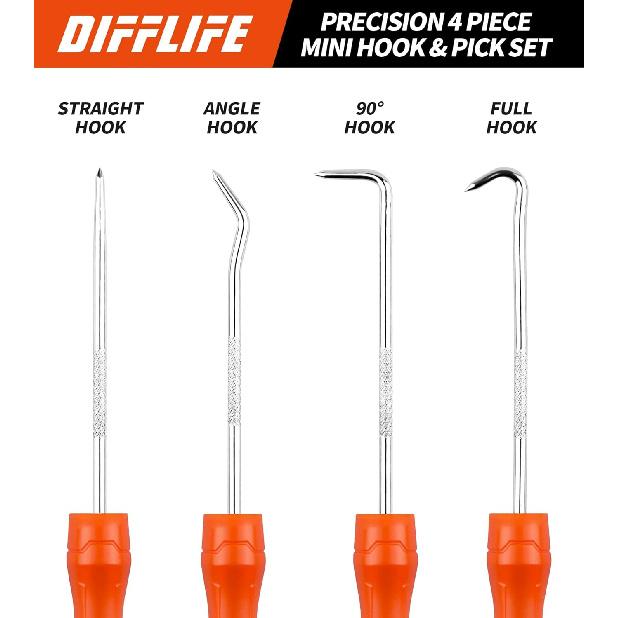 4-Piece Pick and Hook Set, Car Auto Oil Seal/O-Ring Seal Gasket Pick Mini Hooks Puller Remover (4 Piece)