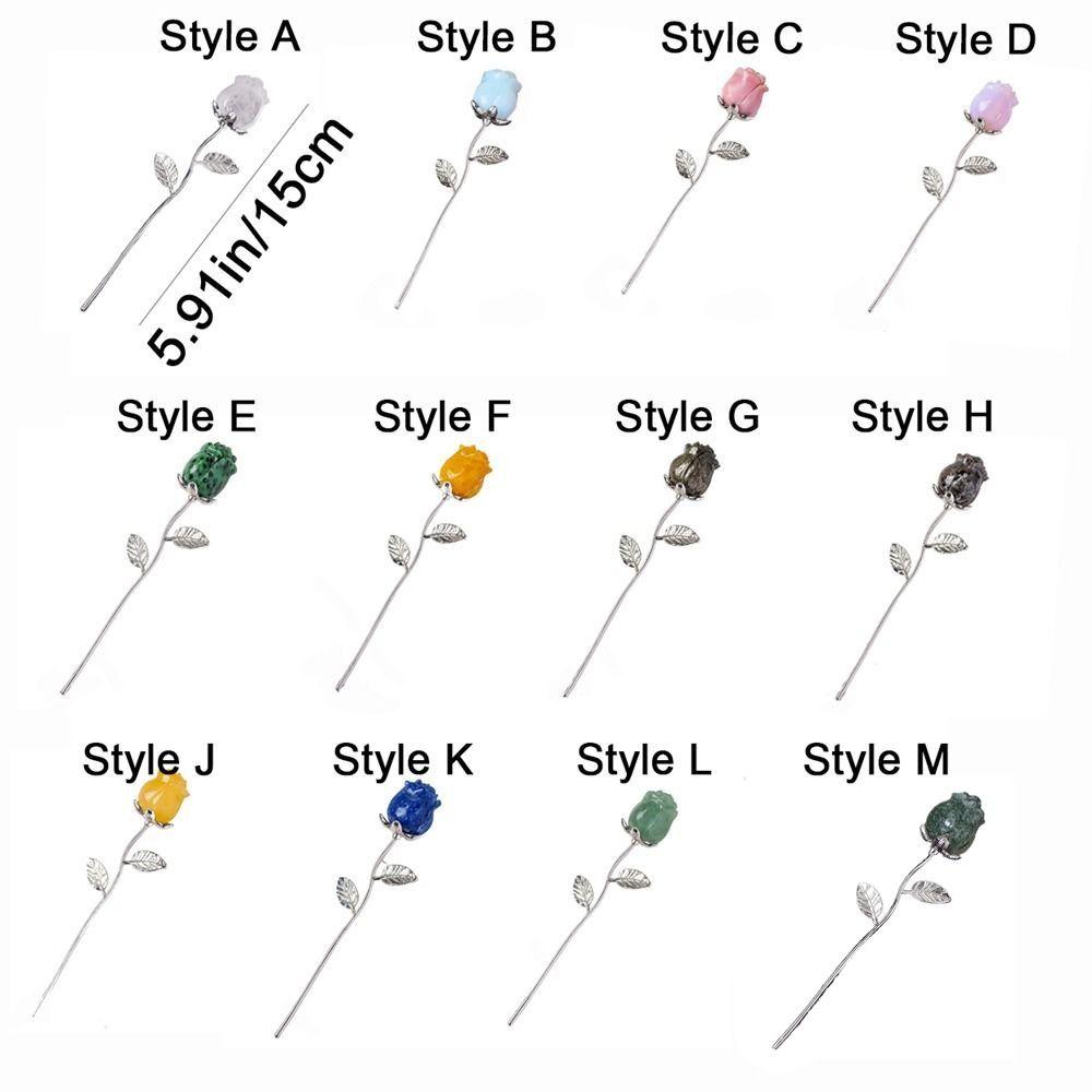 Hand Carved Natural Crystal Crafts Multicolor Romantic Rose Quartz Flowers Statue Decorative Crystal Rose Flower Home Decoration