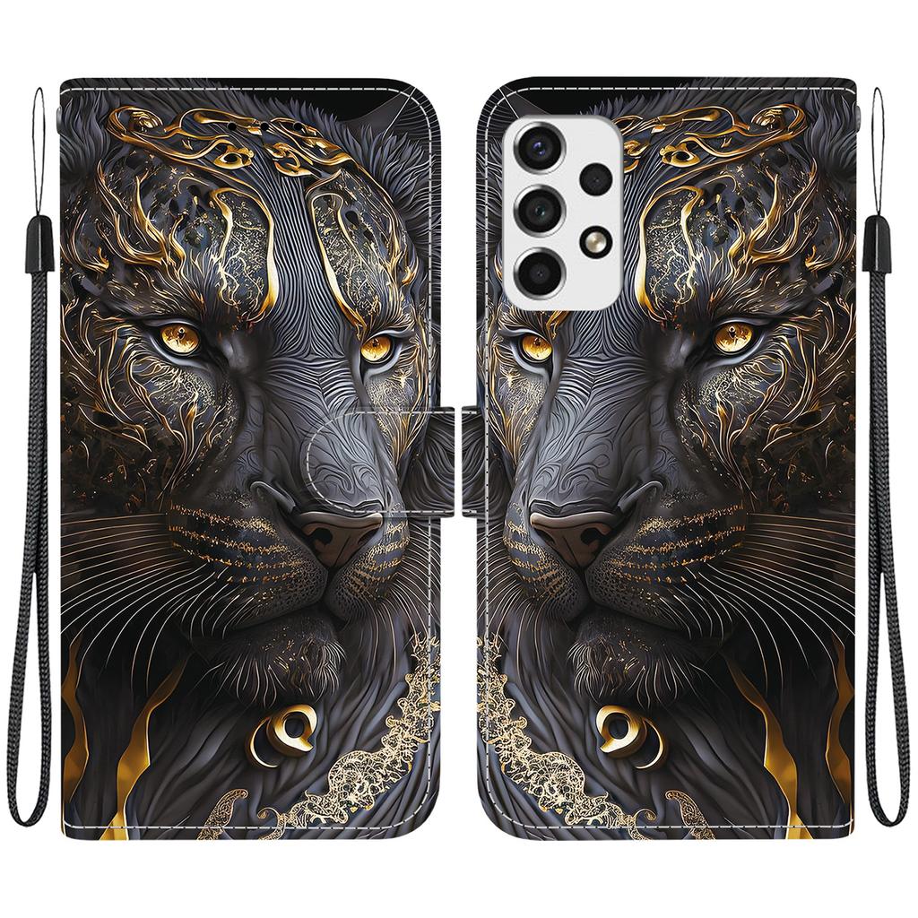 Handmade PU Leather Flip Case for Samsung Galaxy A53 5G (A536B/A536U/A536...)- Anti-Slip Shockproof Cover with Wrist Strap & Heart/Rose Cat Designs