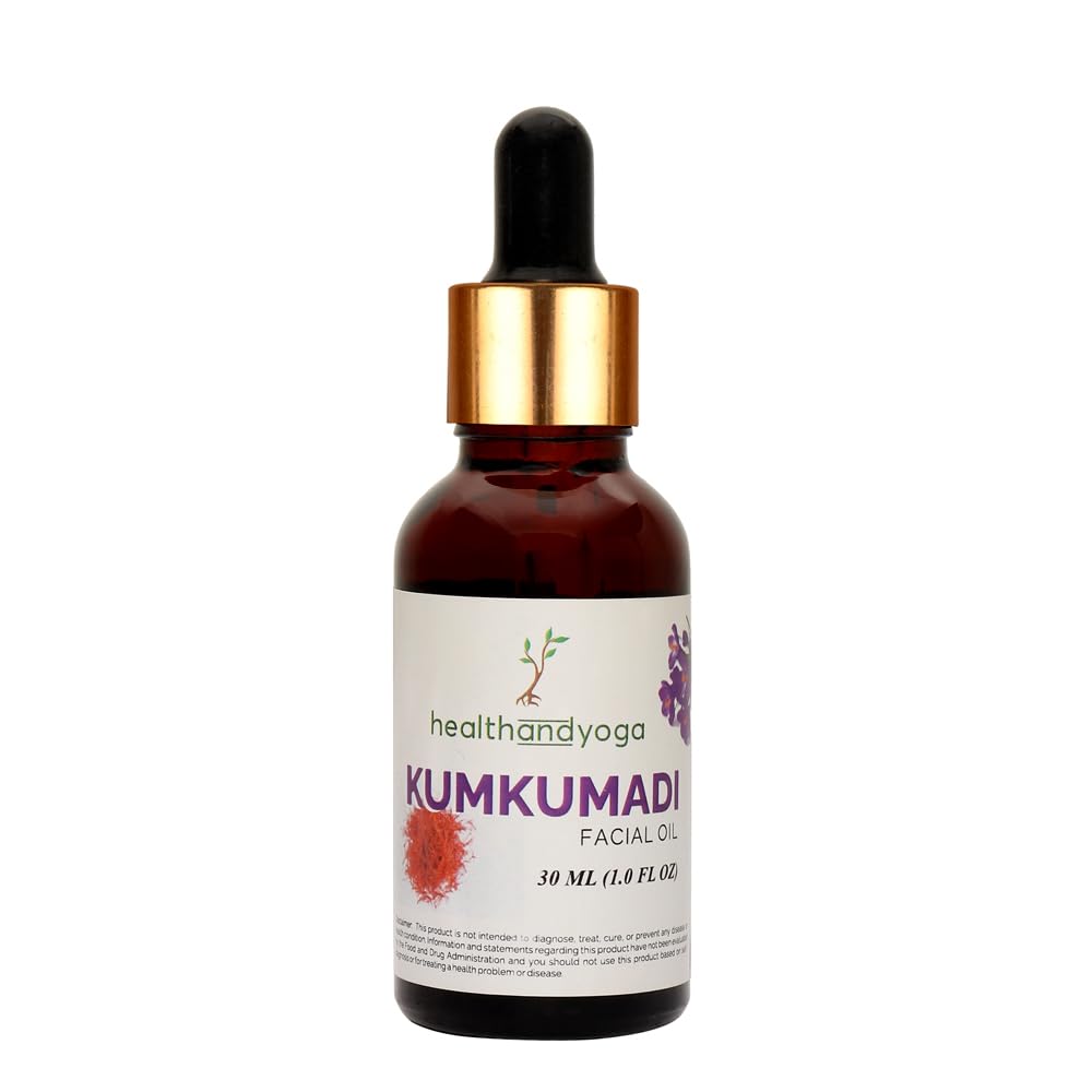 Масло для сияния кожи лица Kumkumadi от HealthAndYoga® (30 мл) - Аюрведический рецепт красоты - Масло, настоянное на шафране и травах - Уменьшает морщины, тусклость и пигментацию,