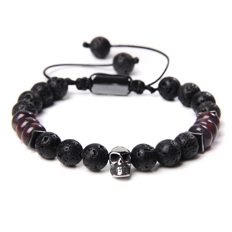 JYL TS Bracelet Men's Skull  Braided Minimalist Attracts Courage & Positive Vibe