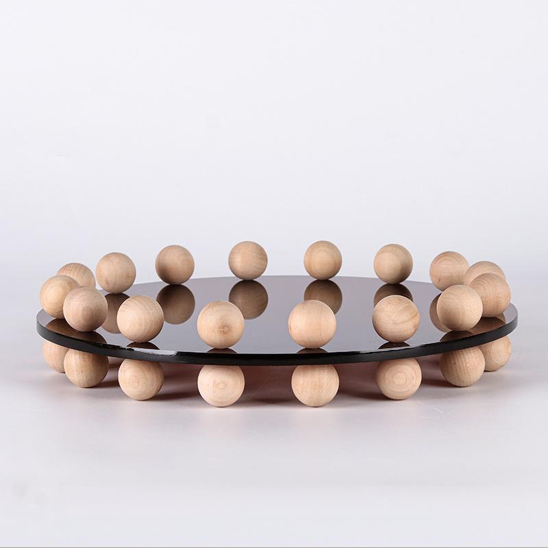 Light Luxury Solid Wood Bead Tray Model Room Dining Room Living Room Home Acrylic Art Storage Disc Soft Decoration