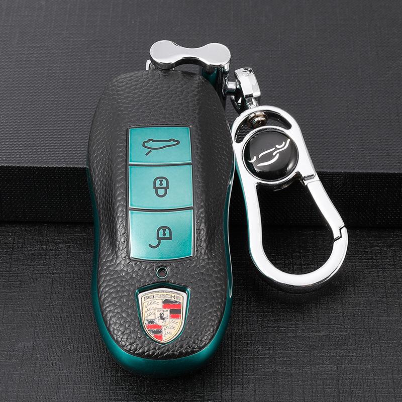Porsche Compatible Key Case for Cayenne, Macan, Panamera, and 718 - Unisex Remote Keybag with Buckle