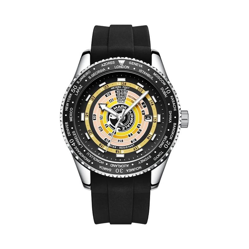 Mark Fairwhale Watches for Man 5930 Fashion Sports Silicone Strap Quartz Wristwatches Waterproof Mens Watches Reloj