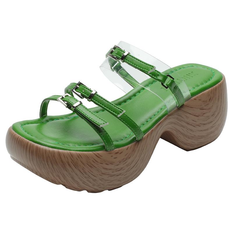 Roman sandals women's thick-soled wedges with thin straps, sandals women's open-toed heightening clogs, beach cool slippers women