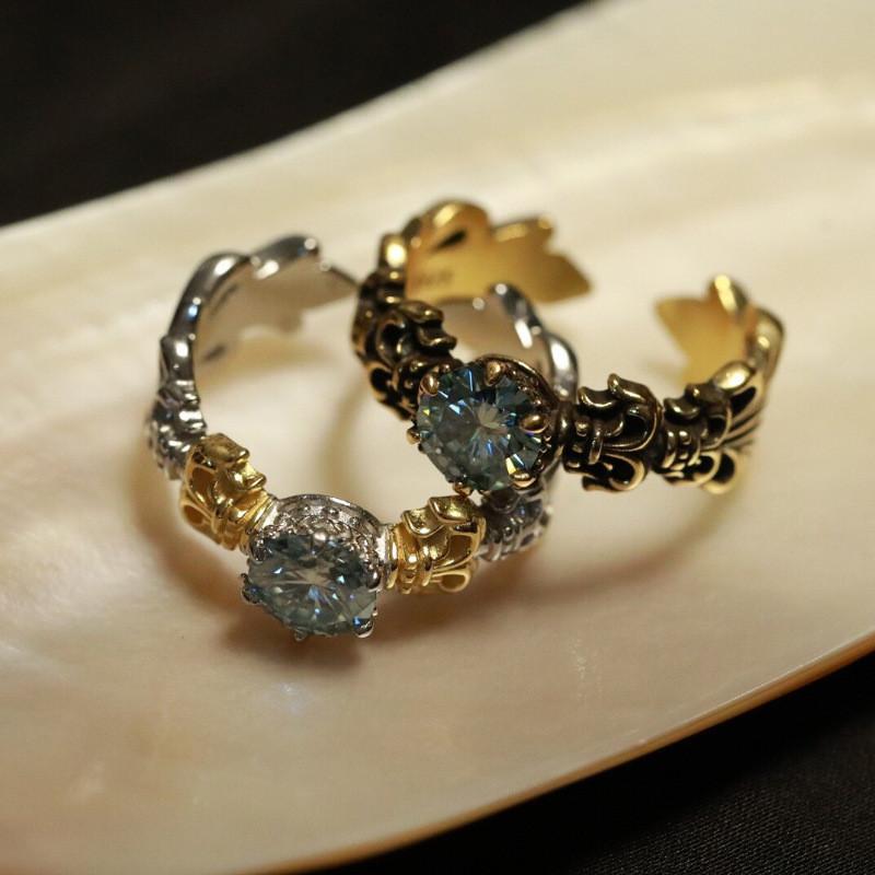 Elegant And Modern Iris Blue Moissanite Ring For Women Geometric Design Adjustable Size