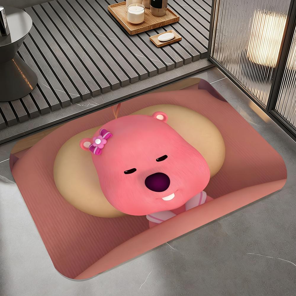 Cartoon-L-loopy Floor Mat Diatomite Bath Mat, Quick Dry Absorbent Non-Slip Door Mat